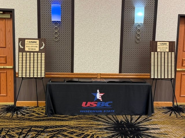 Awards table with Hall of Fame plaques