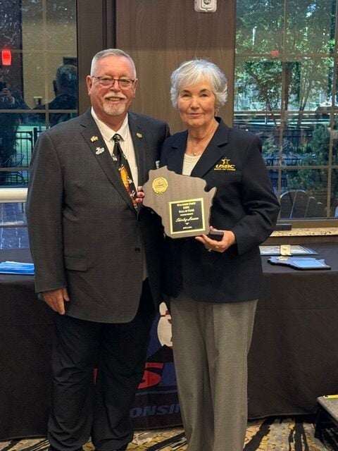 Inductee Shirley Levens with President Doug Sleaford